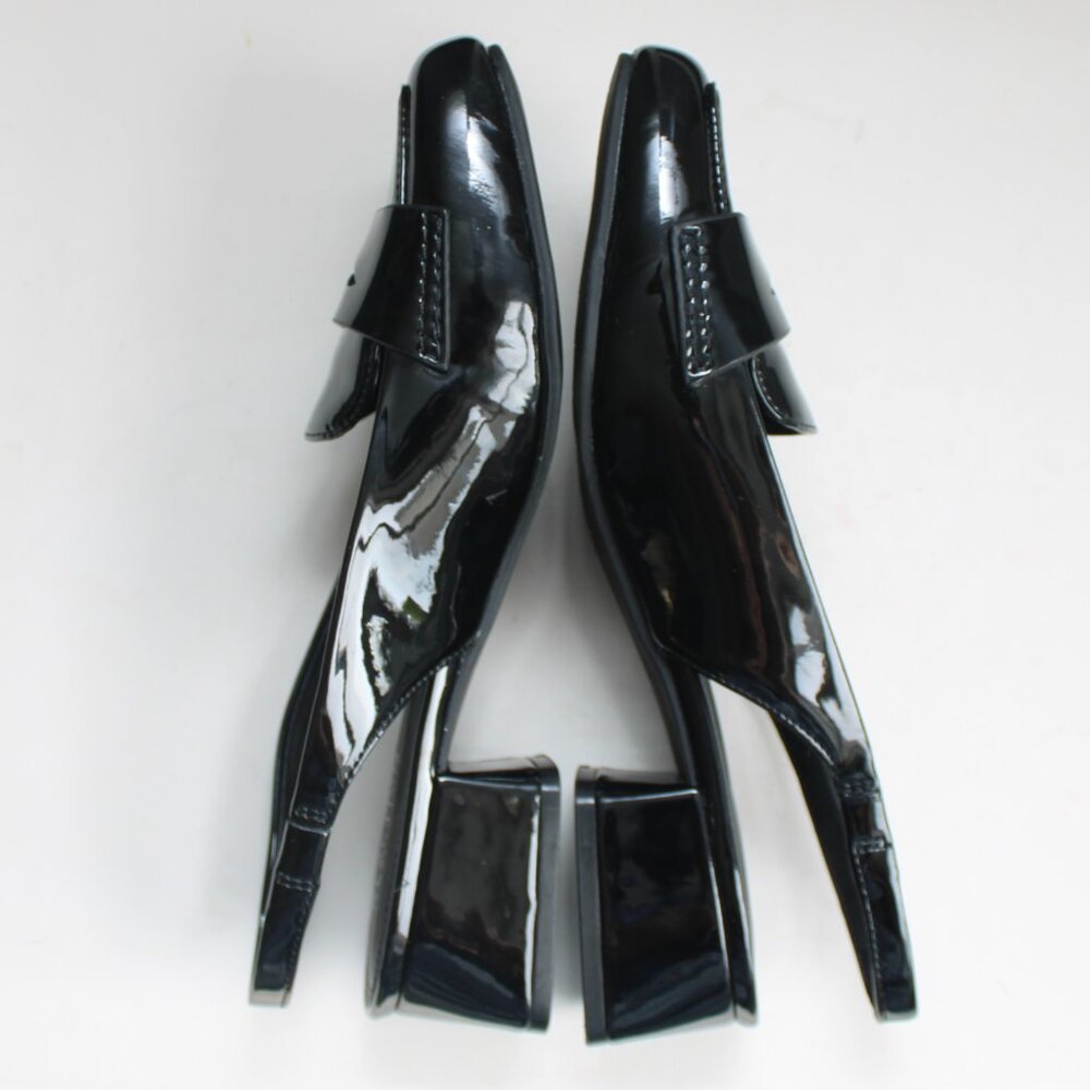 Kenneth Cole Reaction Womens Black Patent Lewis Sling Loafer Block Heels Size 9 - Picture 6 of 8